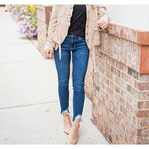 size 10P 10 petite American Eagle High-Waisted Jeggings Distressed Hem hi rise